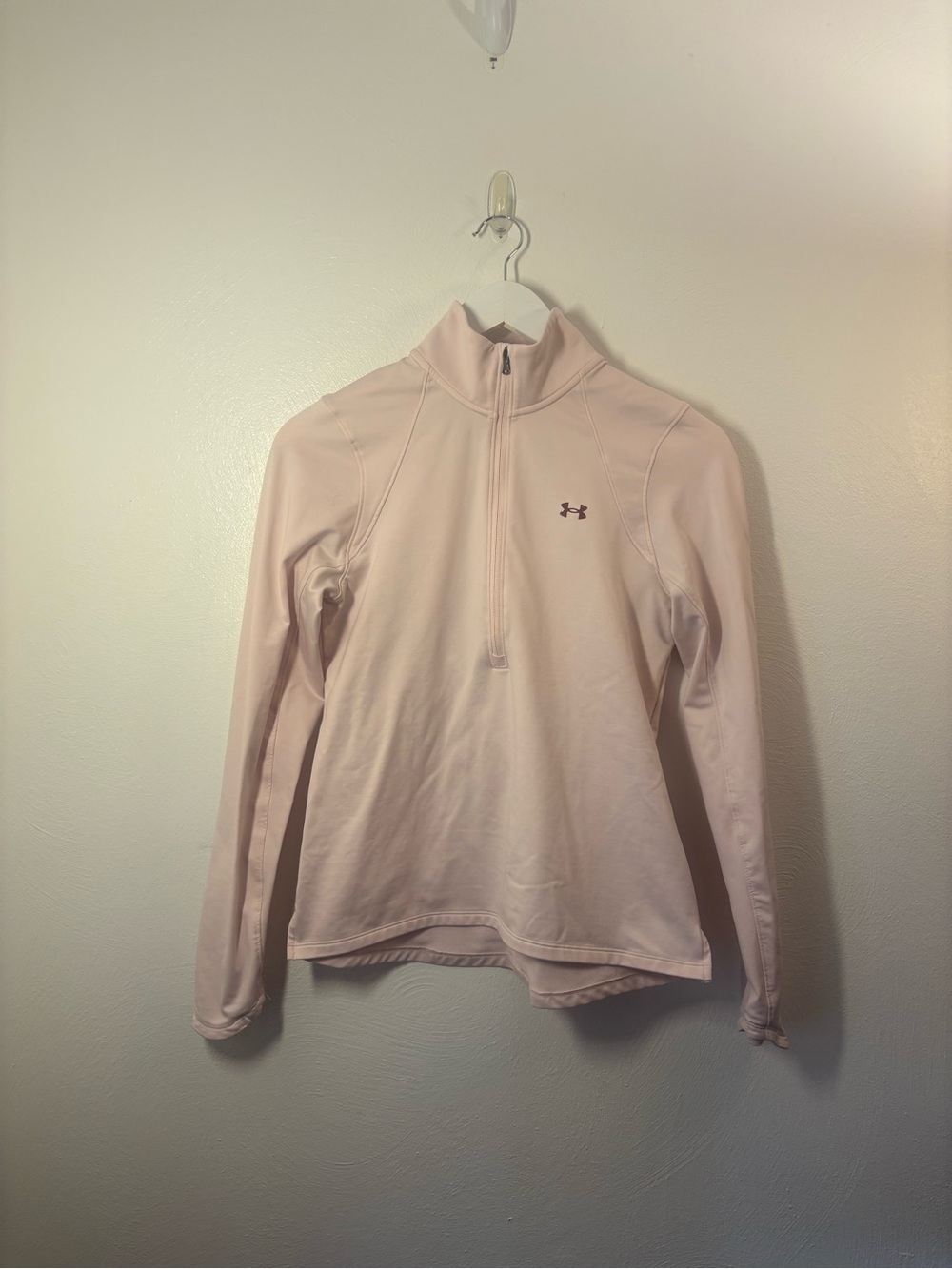 Under Armour Pale Pink Half-Zip Athletic Long Sleeve Pullover Size Small